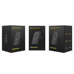 Spacecase WM1B MagCharge Car Holder - Μαγνητική Βάση Ασύρματης Φόρτισης για Κινητά MagSafe για Αεραγωγούς Αυτοκινήτων - 7.5W - Black (5905719110314)