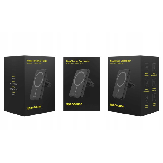 Spacecase WM1B MagCharge Car Holder - Μαγνητική Βάση Ασύρματης Φόρτισης για Κινητά MagSafe για Αεραγωγούς Αυτοκινήτων - 7.5W - Black (5905719110314)