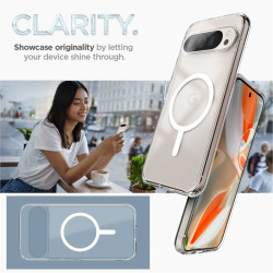 Σκληρή Ανθεκτική MagSafe Θήκη - Google Pixel 9 / 9 Pro - Spigen Ultra Hybrid OneTap Metal Ring MagFit - White (ACS07686)