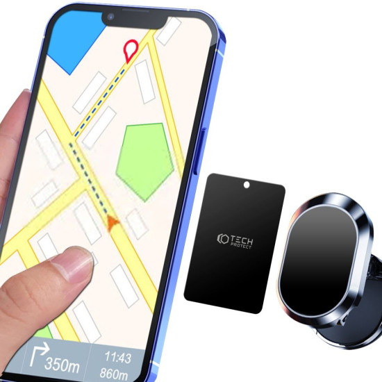 Tech-Protect Metalplate Magnetic Car Mount - Σετ Αυτοκόλλητες Μαγνητικές Μεταλλικές Πλάκες για Μαγνητική Βάση Αυτοκινήτου - 4 Τεμάχια - Black (9589046924637)