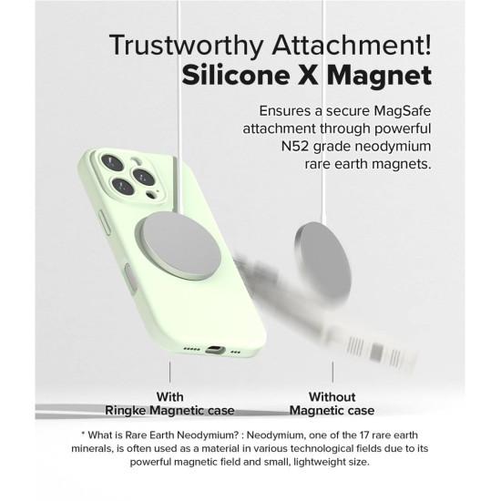 Ανθεκτική MagSafe Θήκη Σιλικόνης - Apple iPhone 16 Pro Max - Ringke Silicone Magnetic - Soft Mint (8809961789687)