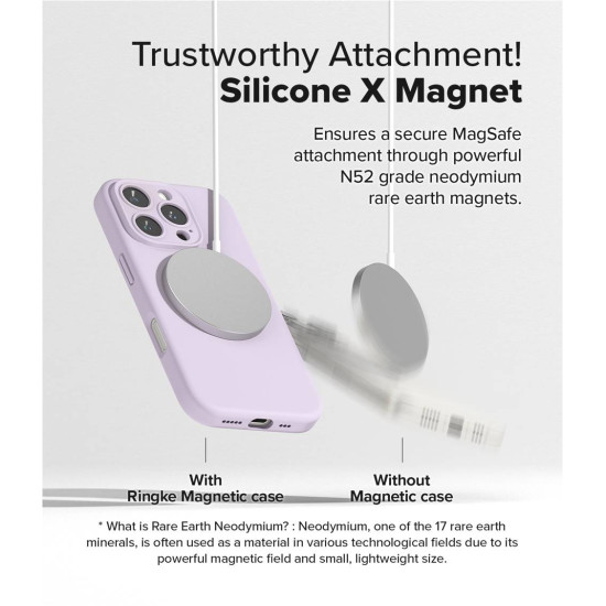 Ανθεκτική MagSafe Θήκη Σιλικόνης - Apple iPhone 16 Pro - Ringke Silicone Magnetic - Light Purple (8800274960039)