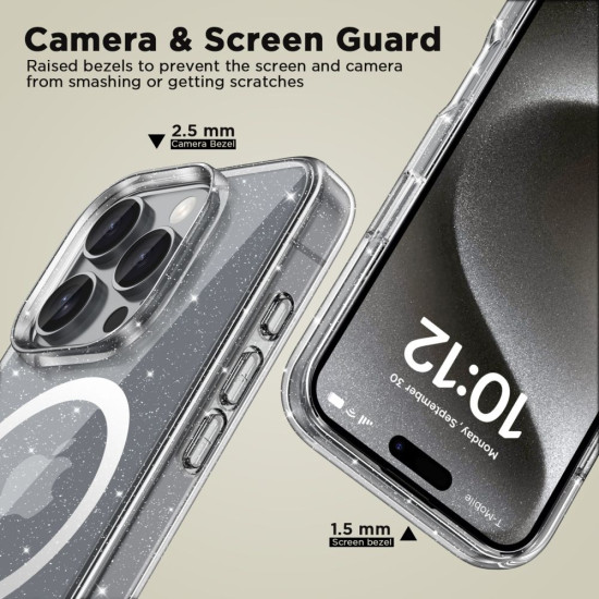 Σκληρή Διάφανη Θήκη MagSafe - Apple iPhone 16 Pro Max - Tech-Protect FlexAir Hybrid - Glitter (5906302311453)