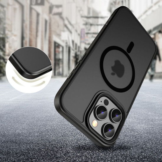 Σκληρή Ημιδιάφανη Θήκη MagSafe - Apple iPhone 16 Pro - Tech-Protect MagMat - Matte Black (5906302311101)