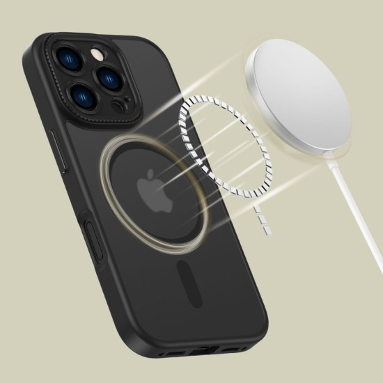 Σκληρή Ημιδιάφανη Θήκη MagSafe με Πλαίσιο Κάμερας - Apple iPhone 16 Pro - Tech-Protect MagCam - Matte Black (5906302311682)