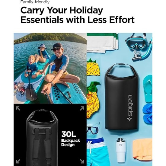 Spigen A631 Aqua Shield Waterproof Bag - Universal Αδιάβροχη Τσάντα Πλάτης - 30L - IPX6 - Black (AMP07226)