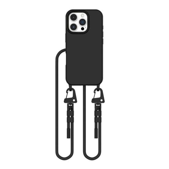 Θήκη Apple iPhone 16 Pro Max - Tech-Protect MagNecklace Σιλικόνης με MagSafe & Αποσπώμενο Λουράκι Λαιμού - Black (5906302311965)