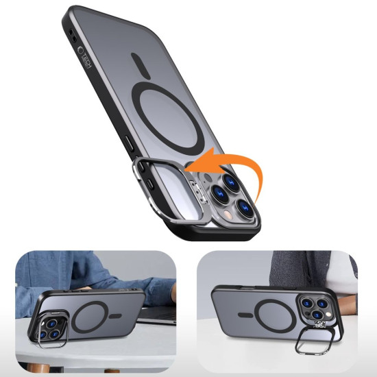 Θήκη Apple iPhone 16 Pro - Tech-Protect MagStand Σκληρή Ημιδιάφανη με MagSafe & KickStand - Matte Black (5906302311323)
