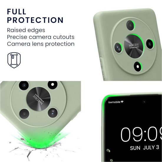 Θήκη Honor Magic6 Lite / X9b - KWmobile TPU Case with Camera Lens Protector Σιλικόνης με Πλαίσιο Κάμερας - Gray Green (KWM000020LG002C)