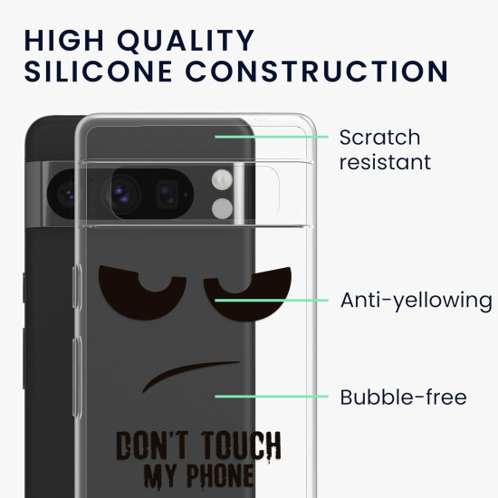 Θήκη Google Pixel 8 Pro - KWmobile TPU Case Σιλικόνης - Don't Touch My Phone / Transparent / Black (KWM000020JM003C)