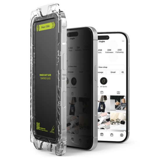 Αντιχαρακτικό Γυαλί Προστασίας Apple iPhone 16 Pro - Ringke Easy Slide Privacy Tempered Glass FullFace Απορρήτου Οθόνης - 2 Τεμάχια - Black (8800274960053)