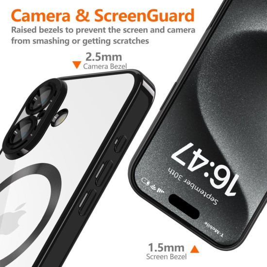 Θήκη Apple iPhone 16 - Tech-Protect MagFlex Διάφανη Σιλικόνης με MagSafe - Shiny Black (5906302311347)