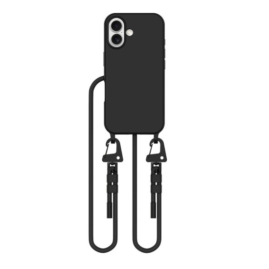 Θήκη Apple iPhone 16 - Tech-Protect MagNecklace Σιλικόνης με MagSafe & Αποσπώμενο Λουράκι Λαιμού - Black (5906302311903)