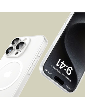 Θήκη Apple iPhone 16 Pro - Tech-Protect MagSlim Σκληρή Ημιδιάφανη με MagSafe & Πλαίσιο Κάμερας - Matte / White (5906302311286)