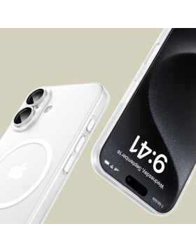 Θήκη Apple iPhone 16 - Tech-Protect MagSlim Σκληρή Ημιδιάφανη με MagSafe & Πλαίσιο Κάμερας - Matte / White (5906302311262)