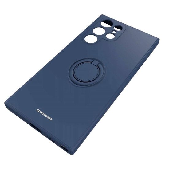 Θήκη Samsung Galaxy S22 Ultra 5G - Spacecase Silicone Ring Σιλικόνης με Μεταλλικό Μαγνητικό Ring Holder - Blue (5905719014223)