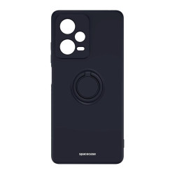Θήκη Xiaomi Redmi Note 12 Pro 5G - Spacecase Silicone Ring Σιλικόνης με Μεταλλικό Μαγνητικό Ring Holder - Black (5905719038656)