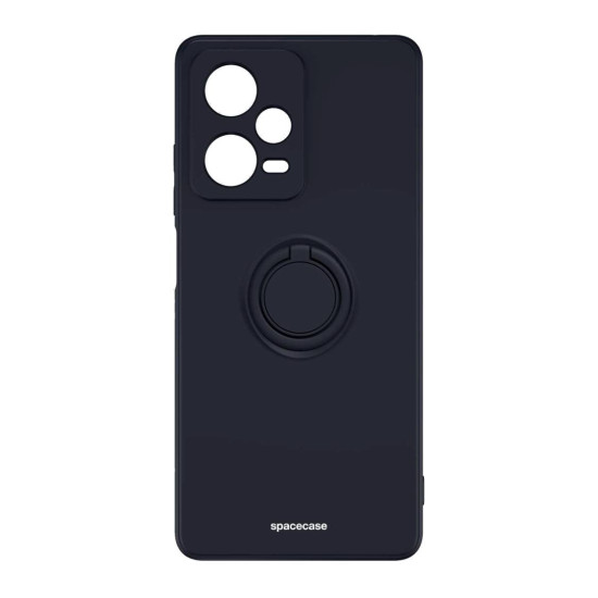 Θήκη Xiaomi Redmi Note 12 Pro 5G - Spacecase Silicone Ring Σιλικόνης με Μεταλλικό Μαγνητικό Ring Holder - Black (5905719038656)