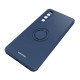 Θήκη Huawei P30 - Spacecase Silicone Ring Σιλικόνης με Μεταλλικό Μαγνητικό Ring Holder - Blue (5905719014582)
