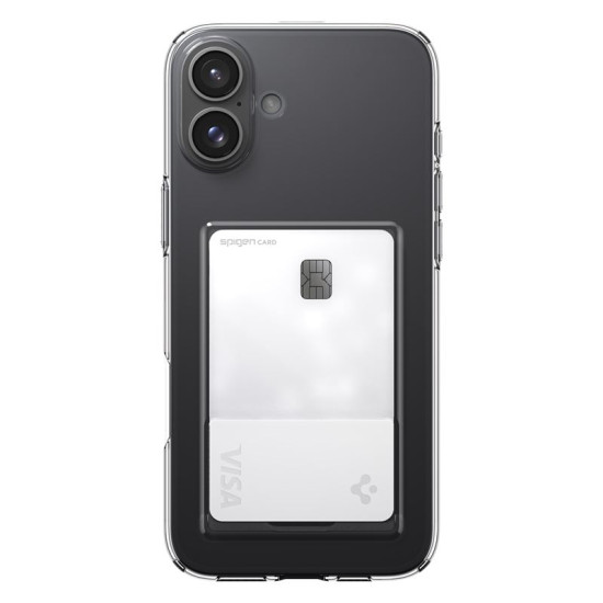Θήκη Apple iPhone 16 - Spigen Crystal Slot Σιλικόνης με Υποδοχή για Κάρτα - Crystal Clear (ACS08213)