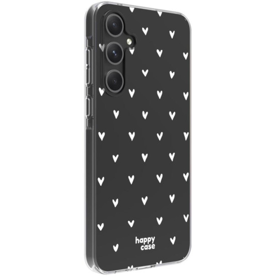 Θήκη Samsung Galaxy A55 - HappyCase Διάφανη Σιλικόνης - Hearts Print (8719246449697)