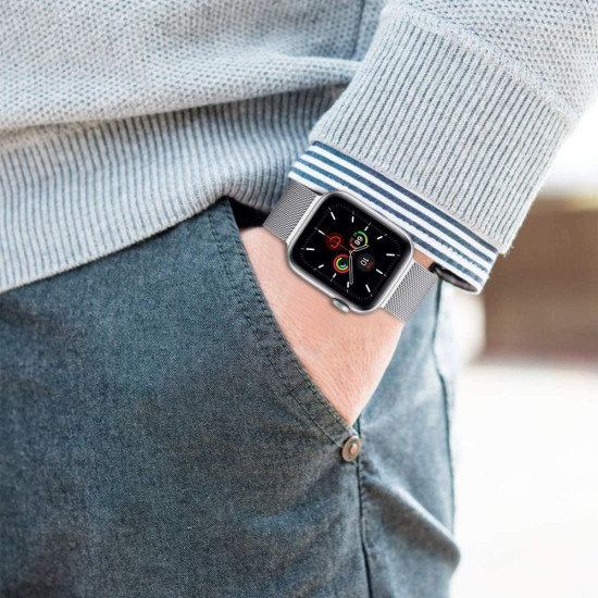Λουράκι Apple Watch Ultra/SE/11/10/9/8/7/6/5/4 (49/46/45/44mm) - Tech-Protect Milaneseband Μεταλλικό - Silver (5906735412666)
