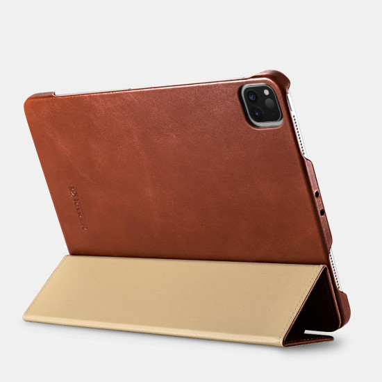 Θήκη Apple iPad Air 7 2025 11" / Air 6 2024 11" / Air 5 2022 10.9" / Air 4 2020 10.9" / Pro 11" 2022 / 2021 / 2020 / 2018 - iCarer Genuine Leather Case Σκληρή Δερμάτινη - Brown (RID720-BN)