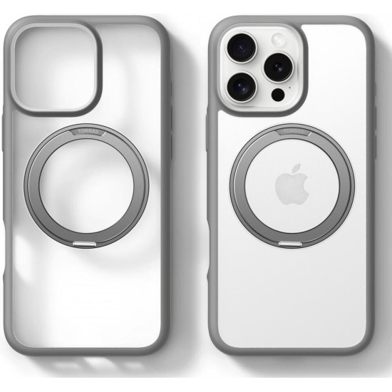 Θήκη Apple iPhone 16 Pro Max - Torras Ostand R Fusion Διάφανη Ανθεκτική με MagSafe & KickStand - Titanium Grey (6970592331711)