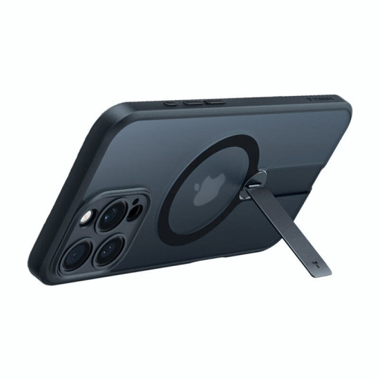 Θήκη Apple iPhone 16 Pro Max - Torras Pstand Spin Case Ημιδιάφανη Ανθεκτική με MagSafe & KickStand - Black (6938075602147)