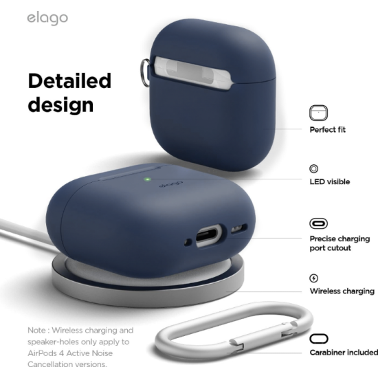 Θήκη Apple AirPods 4th Gen - Elago Silicone Hang Case Σιλικόνης - Jean Indigo (EAP4SC-HANG-JIN)