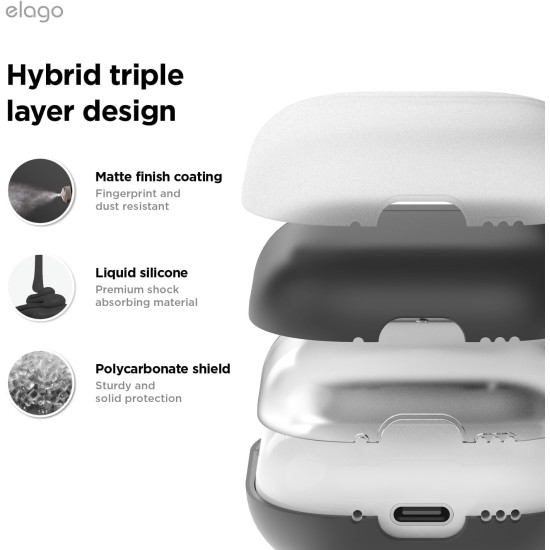 Θήκη Apple AirPods 4th Gen - Elago Liquid Hybrid Hang Case Σκληρή - Black (EAP4RH-HANG-BK)