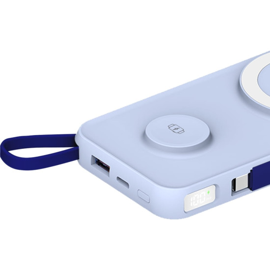 3MK PastelUp - PowerBank με Ασύρματη Φόρτιση MagSafe 15W για iPhone / Apple Watch 3W / 1 x Θύρα USB-A / 1 x Θύρα Type-C / 1 x Καλώδιο Type-C / 1 x Καλώδιο Type-C σε Lightning - 22.5W - 10.000mAh - Blue (5903108583237)