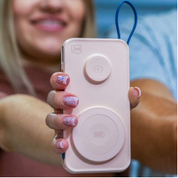 3MK PastelUp - PowerBank με Ασύρματη Φόρτιση MagSafe 15W για iPhone / Apple Watch 3W / 1 x Θύρα USB-A / 1 x Θύρα Type-C / 1 x Καλώδιο Type-C / 1 x Καλώδιο Type-C σε Lightning - 22.5W - 10.000mAh - Pink (5903108583213)