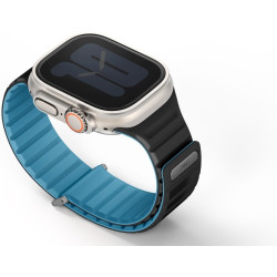Λουράκι Apple Watch Ultra/SE/11/10/9/8/7/6/5/4 (49/46/45/44mm) - Uniq Revix Evo Αναστρέψιμο Μαγνητικό από Premium Σιλικόνη - Pacific Blue / Black (UNIQ-49MM-REVEPCBLUBLK)