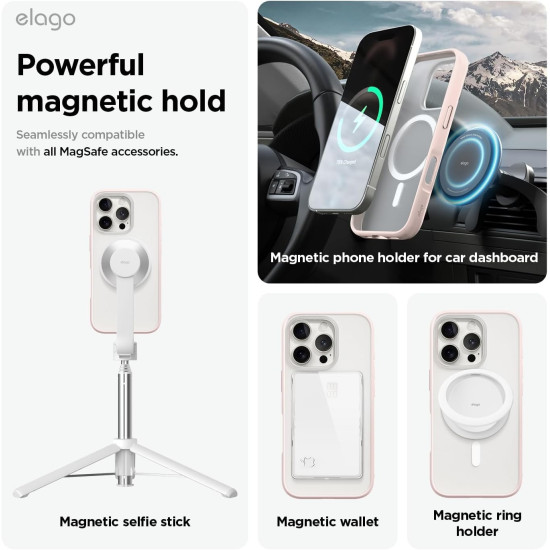 Θήκη Apple iPhone 16 Pro Max - Elago Magnetic Hybrid Ημιδιάφανη Σκληρή με MagSafe - Soft Feeling Clear / Lovely Pink (ES16MSHB69PRO-SFTRLPK)