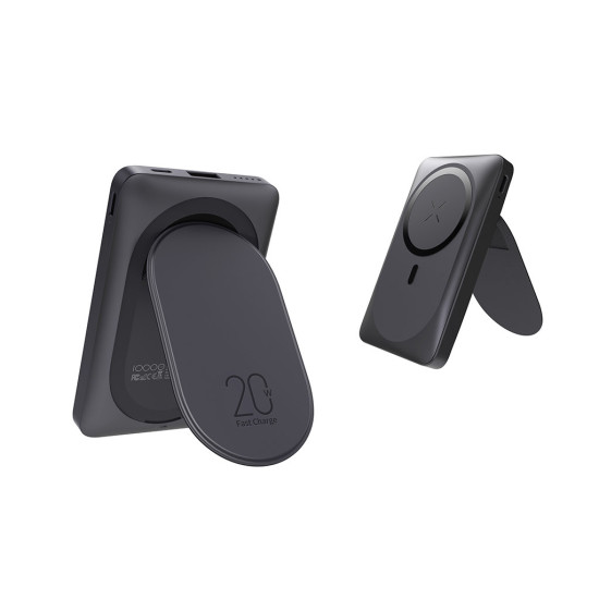 PowerBank Veger MagOn Pro με Ασύρματη Φόρτιση MagSafe & Kickstand 1 x USB-A 22.5W 1 x Type-C 20W 10.000mAh - Black (W1175)