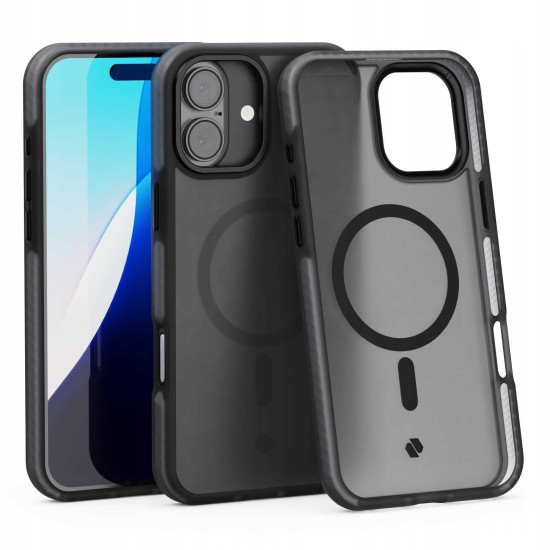 Θήκη iPhone 16 Plus Spacecase Hybrid Fusion Mag Ημιδιάφανη Σκληρή με MagSafe - Black (5905719112417)
