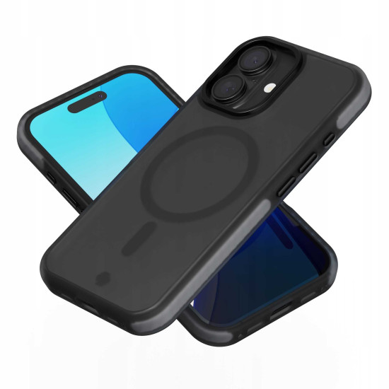 Θήκη iPhone 16 Spacecase Hybrid Fusion Mag Ημιδιάφανη Σκληρή με MagSafe - Black (5905719112370)