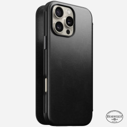 Θήκη iPhone 16 Pro Max Nomad Modern Leather Folio Horween Δερμάτινο Πορτοφόλι με MagSafe - Black (NM01672685)