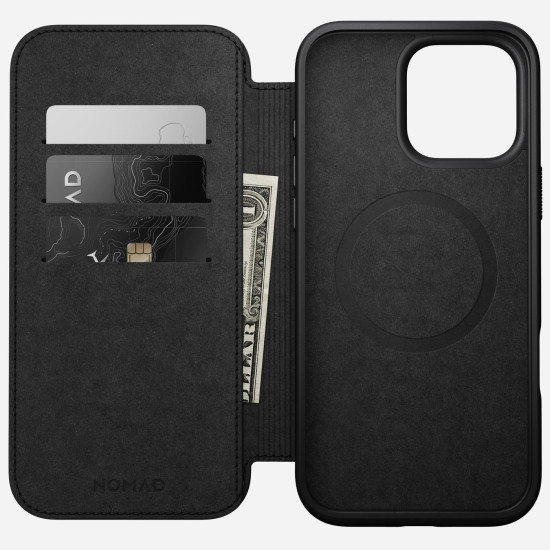 Θήκη iPhone 16 Pro Max Nomad Modern Leather Folio Δερμάτινο Πορτοφόλι με MagSafe - Black (NM01675785)