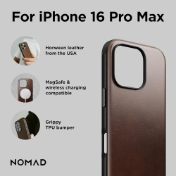 Θήκη iPhone 16 Pro Max Nomad Modern Leather Case Horween Δερμάτινη με MagSafe - Rustic Brown (NM01689485)