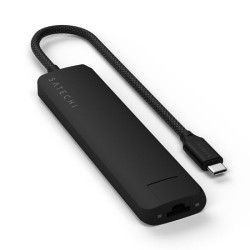 Αντάπτορας Satechi 7in1 USB-C Slim Multiport Adapter Type-C (male) σε 1 x Type-C 100W / 2 x USB-A 3.2 10Gbps / 1 x HDMI 4K 60Hz / 1 x Ethernet 1 Gigabit / 1 x SD / 1 x MicroSD - Black (ST-P7SK)