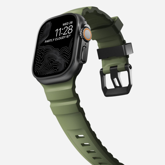 Λουράκι Apple Watch Ultra/SE/11/10/9/8/7/6/5/4 (49/46/45/44mm) Nomad Rocky Point Band Αδιάβροχο FKM & Τιτάνιο - Forest / Black (NM014797858)