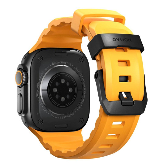 Λουράκι Apple Watch Ultra/SE/11/10/9/8/7/6/5/4 (49/46/45/44mm) Nomad Rocky Point Band Αδιάβροχο FKM & Τιτάνιο - Sol / Black (NM014810858)
