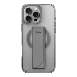 Θήκη iPhone 16 Pro Max Uniq Heldro Max Διάφανη με FlexGrip / KickStand & MagSafe - Clear / Grey (UNIQ-IP6.9P(2024)-HELMMCLR)