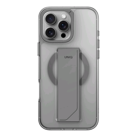 Θήκη iPhone 16 Pro Max Uniq Heldro Max Διάφανη με FlexGrip / KickStand & MagSafe - Clear / Grey (UNIQ-IP6.9P(2024)-HELMMCLR)