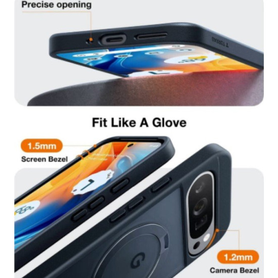 Θήκη Google Pixel 9 / 9 Pro Torras Ostand Spin Ανθεκτική Ημιδιάφανη με MagSafe & KickStand - Black (6938075602451)