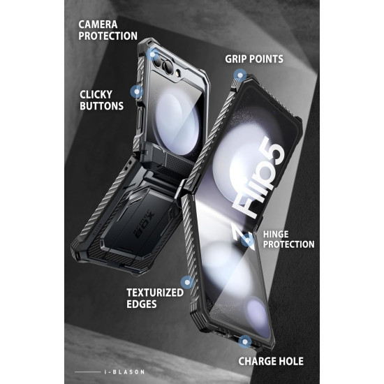 Θήκη Samsung Galaxy Z Flip5 Supcase i-Blason Armorbox Ανθεκτική με Κλιπ Ζώνης & Kickstand - Black (843439124042)