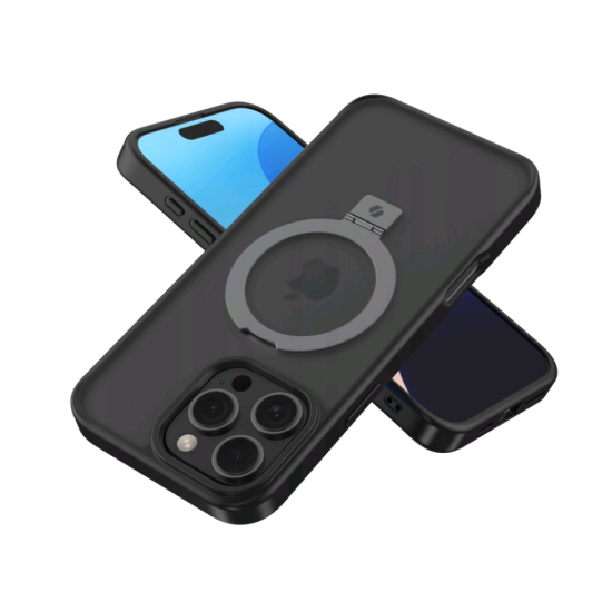 Θήκη iPhone 16 Pro Max Spacecase Ring Pro Mag Σκληρή με MagSafe & KickStand - Black (5905719112226)