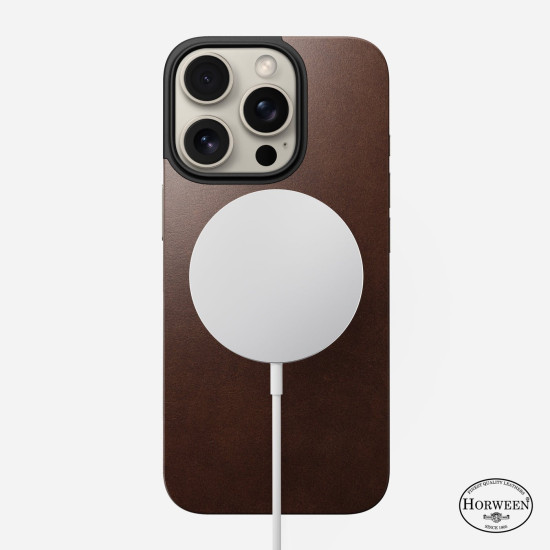 Κάλυμμα iPhone 16 Pro Nomad Magnetic Leather Back Horween Μαγνητικό Δερμάτινο Πλάτης με MagSafe - Rustic Brown (NM01362685)
